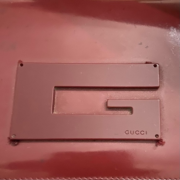 Authentic, Gucci Burgundy Enamel Trifold Unisex Wallet - Picture 13 of 15
